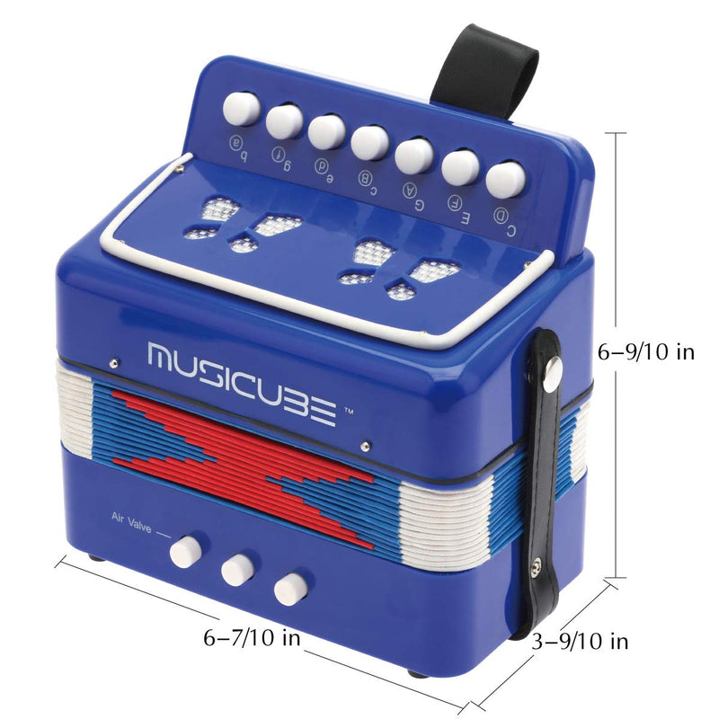 MUSICUBE Kid Accordion 10 Keys Small Accordion Musical Instrument for home and classroom Educational Toys Blue