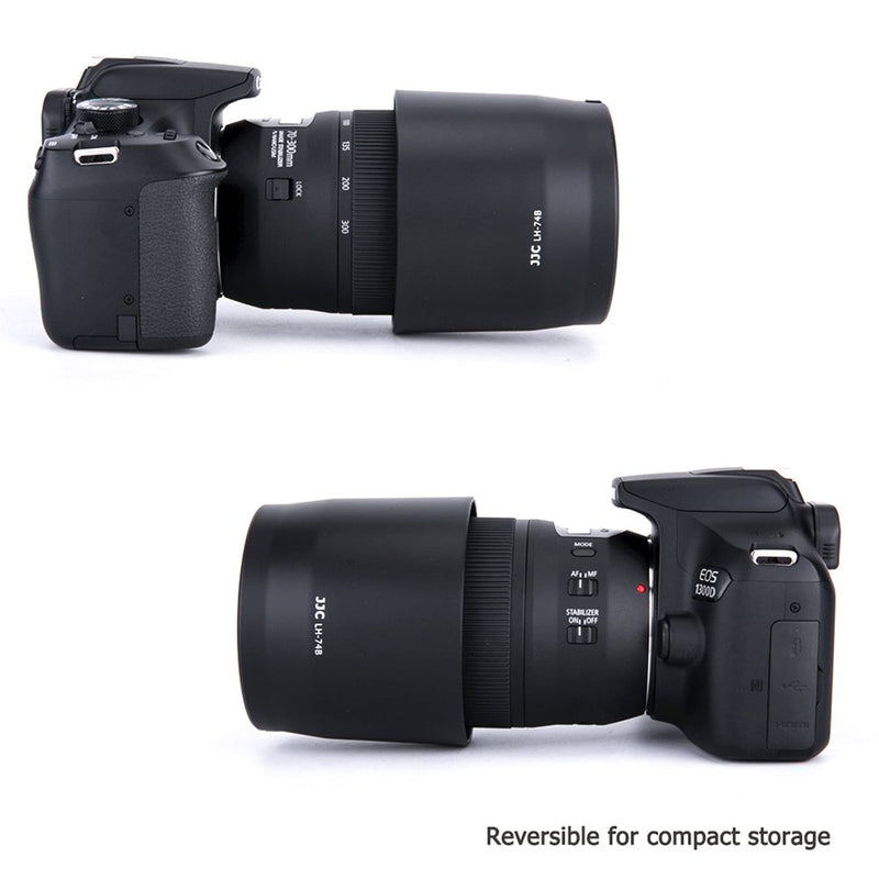 JJC Dedicated Lens Hood Shade Protector for Canon RF 100-400mm F5.6-8 is USM & EF 70-300mm f/4-5.6 is II USM Lens Replaces Canon ET-74B Lens Hood Reversible/Bayonet/with Button to Lock or Release Canon ET-74B Replacement