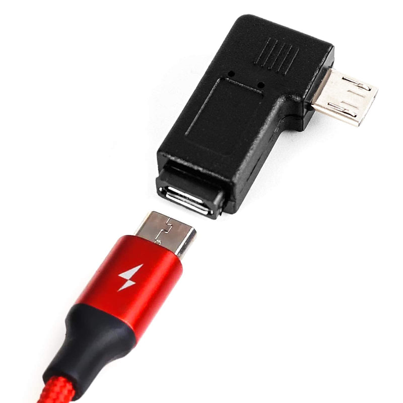 1 Pair Right Left Angle Micro USB Male 90 Degree USB Male to Micro Female Plug Adapters