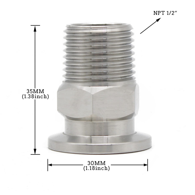 [AUSTRALIA] - SS304 KF16 NPT Male Adaptor thread 1/2" NW16 KF Male coupling ISO-KF16 X NPT 1/2" KF16×MNPT 1/2" 