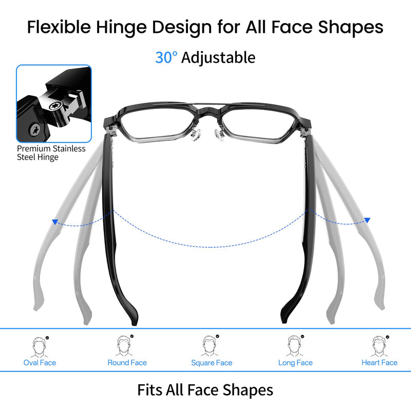Aviator Smart Glasses for Men & Women, Audio Bluetooth Glasses | Wear Induction Power On/Off, Touch Control, Photochromic Lens, Sunglasses, Music, Hands-Free Calls, UV/Blue Light Protection Gradient Black