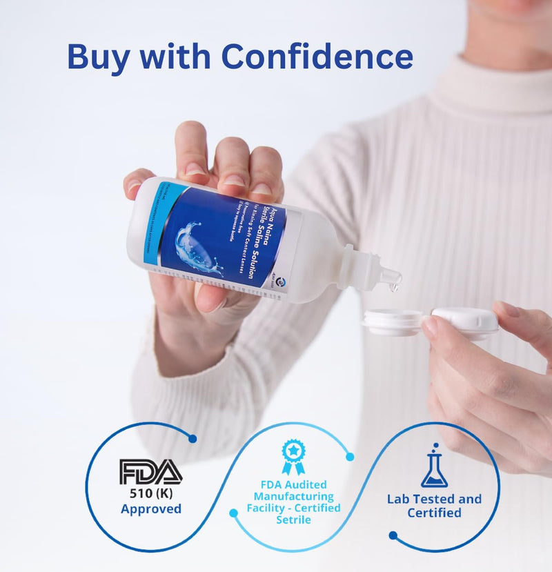 Aqua Naina (4X 4Fl. Oz) - Preservative Free Sterile Saline Solution - Unisol 4 Replacement - Contact Solution for Cleaning, Rinsing and Disinfecting Soft Contact Lenses. (4 Fl Oz (Pack of 4)) 4 Fl Oz (Pack of 4)