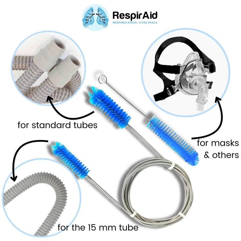Complete CPAP Cleaning Kit – Compatible with ResMed & AirSense – Includes CPAP Hose, Tube Cleaning Brushes, Mask Wipes Bag, Wall Mounts & Hose Clips