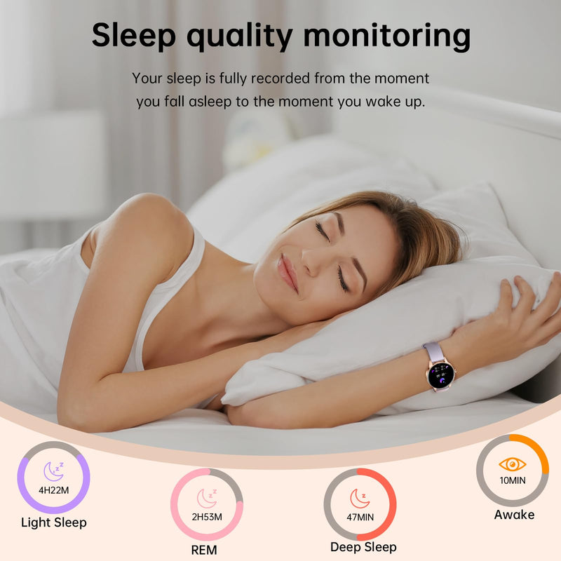 Smart Watch for Women(Answer/Make Calls), 1.27" HD Screen Fitness Tracker with Heart Rate/Sleep Monitor, 130+ Sport Modes IP68 Waterproof Activity Tracking, Smartwatch for Android Phones iPhone Rose Gold