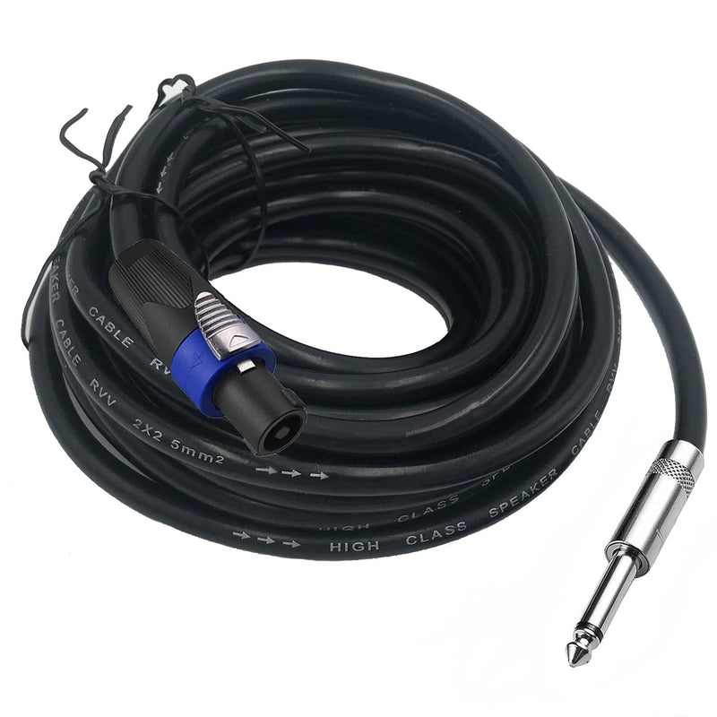 2 Pack 15ft Speakon to 1/4 Inch Male Speaker Cable, 15 feet 6.35mm Stereo Audio Connection Cord, 12 Gauge AWG Wires 15FT/2PACK