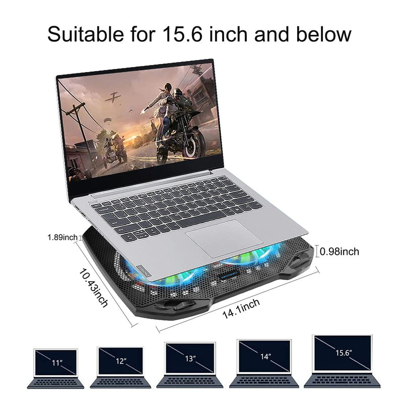 Laptop Cooling Pad, Gaming Laptop Cooler with 2 Quiet Big Fans, RGB 7 Color Light Change, Portable USB Laptop Stand 11 to 15.6 Inch, Slim and Easy Carry Working Study Outdoor Travel, 2020
