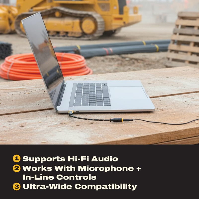 DEWALT Aux to USB C Adapter – 3.5mm to USB C Audio Headphone Dongle | DAC Chip, CTIA Compatible, Kevlar-Reinforced Cable for iPhone 17 16 15, Samsung Galaxy, iPad & MacBook