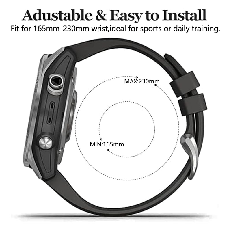 EZMVZKU 22mm Quickfit Sport Band for Garmin Fenix 8/8Pro 47mm/Fenix 7/7 Pro/6/6 Pro/5 Plus,Silicone Watchband Strap for Forerunner 970 965 955/Approach S70/quatix 8/tactix 8 47mm/Descent G2/G1 Solar 7pack1（SC)