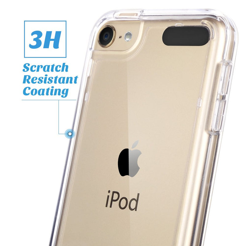 ULAK iPod Touch 7 Case, iPod Touch 6 & 5 Case, Transparent Slim Hybrid TPU Bumper/Scratch Resistant Hard PC Back, Corner Shock Absorption Case for iPod Touch 5th 6th 7th Generation, Clear