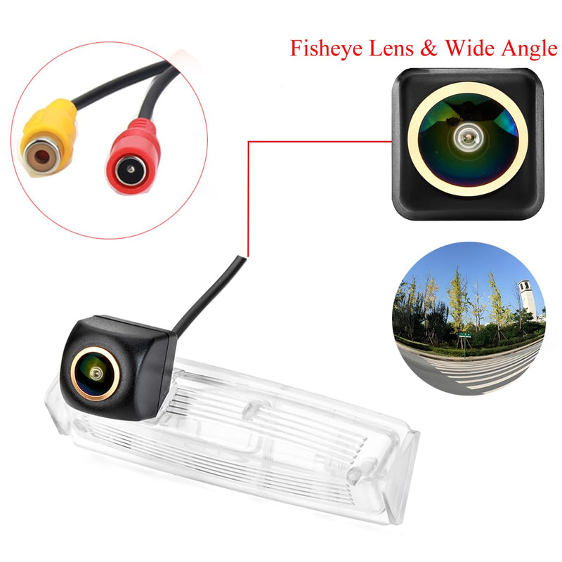 AHD Car Reverse Camera for Lexus IS200/300 ES300/330 GS300/400/430 LS430 HS250h CT200h Toyota Vios/Yaris Sedan Prius, License Plate Light Replacement, Fisheye Golden, Night Vision, IP69