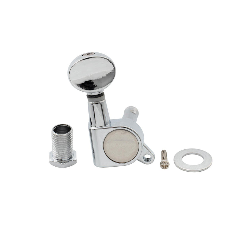 Musiclily 6 inline Sealed Guitar Tuners Tuning Pegs Keys Machine Heads Set for Strat Tele Electric Guitar Replacement,Kidney Button Chrome Kidney Button Chrome