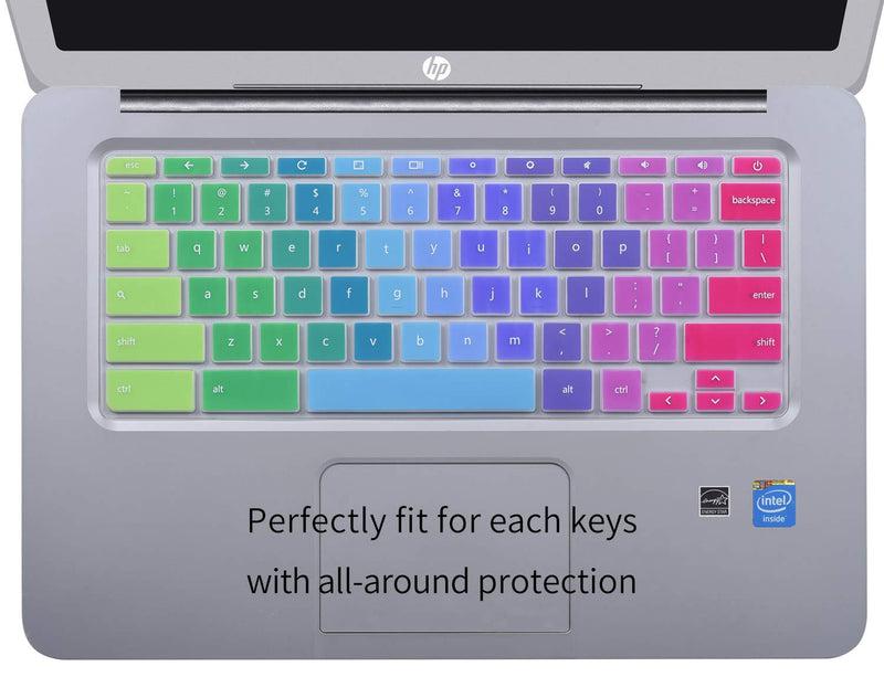 Colorful Keyboard Cover for HP 14 inch Chromebook/HP Chromebook 14-db 14-db0020nr/HP Chromebook 14-ca 14-ca061dx 14-ca064dx /HP Chromebook 14-ak Series/HP Chromebook 14 G2 G3 G4 G5, Rainbow