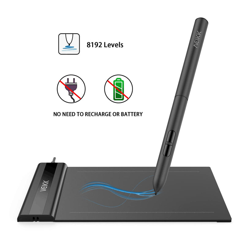 VEIKK S640 Graphics Drawing Tablet 6x4 Inch Ultra-thin Portable OSU Tablet with 8192 Levels Battery-free pen (For Drawing, Online class/E-learning and Web-conference)