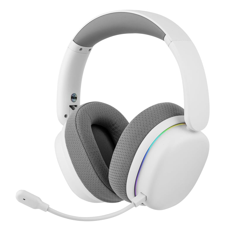EPOMAKER X Aula G7 Pro Wireless Gaming Headset, Dual Mode BT5.3 & 2.4GHz, 7.1 Surround Sound, 80+ Hour Battery, RGB Light, with Noise Canceling Mic for PS5, PS4, Switch, PC (White) White