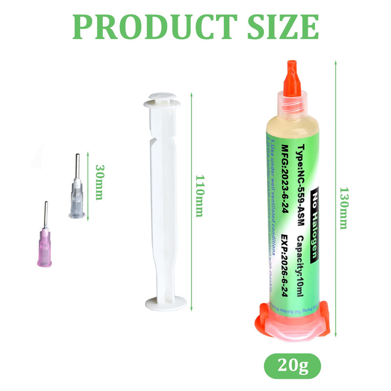Flux Soldering Paste, Flux, Soldering Flux, with Push Rod, 138°C Soldering Flux No-Clean Soldering Flux for LED Smd Pcb Bga Electronic Soldering (10 ml)