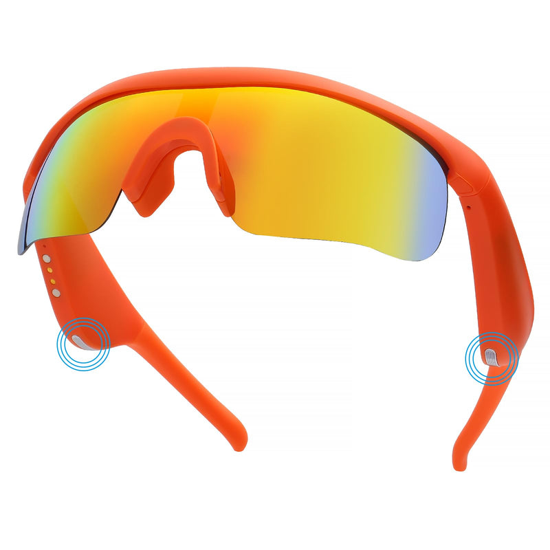 Bluetooth Sunglasses, Polarized UV400 Open-Ear Audio Glasses | Smart Glasses, 8H Playtime, Hands-Free Calls, Music & Voice Control, 52g Lightweight TR90 Frame, IPX5 Waterproof Sport Fit Orange/Orange