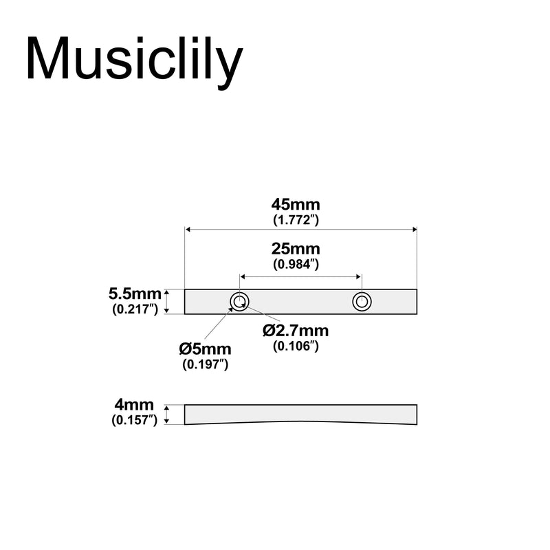 Musiclily Pro 45mm Brass Bass String Retainer Bar for 5-String Electric Bass, Black