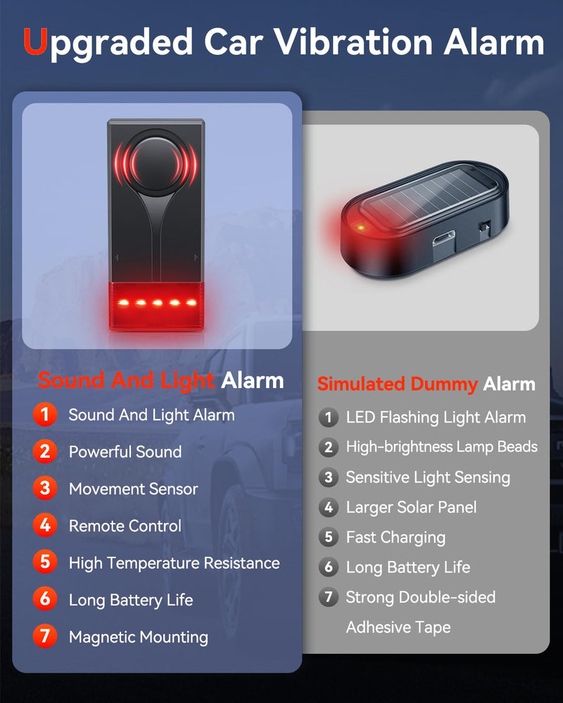 [AUSTRALIA] - Car Anti-Theft Vibration Alarm, ELECTOP 108dB Car Vibration Sound & Light Alarm, Wireless Remote Vibration Sensor Car Alarm Vehicle Security Alarm System Automotive Warning Interior Safety Red Light 