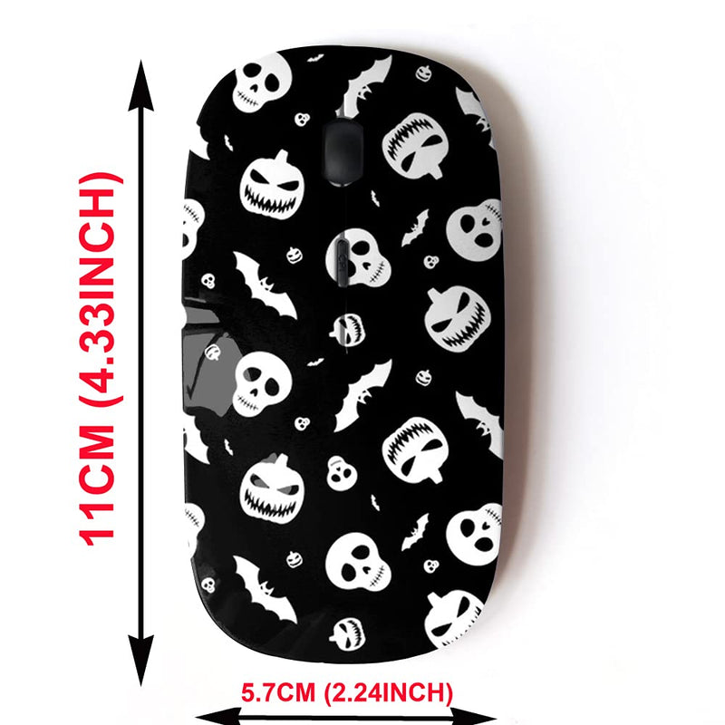 2.4G Wireless Mouse with Cute Pattern Design for All Laptops and Desktops with Nano Receiver - Halloween Black Festive