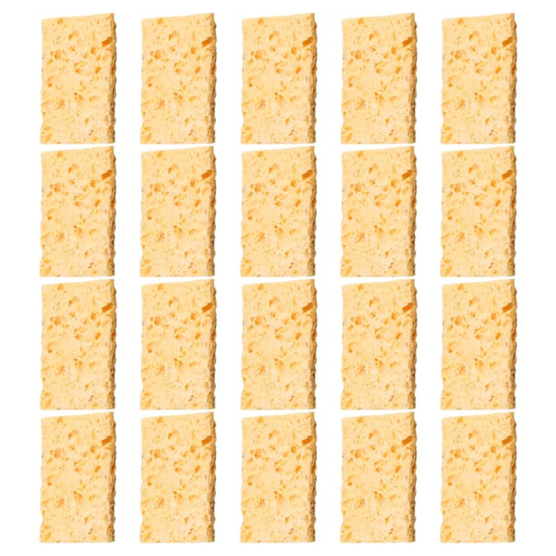 Pack of 20 Soldering Tip Cleaner Sponges, High Temperature Resistant Cleaning Sponges for Soldering Iron, 5.3 x 3.6 x 0.2 cm, Yellow, Ideal for DIY and Electronic Repairs