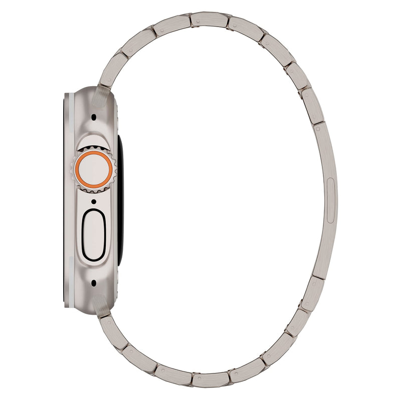 LDFAS Compatible for Apple Watch Ultra 3/2 Band 49mm,Series 10 46mm Titanium Metal Strap with Hidden Buckle Compatible for Apple Watch 9/8 45mm Bands Retro: Silver Gray