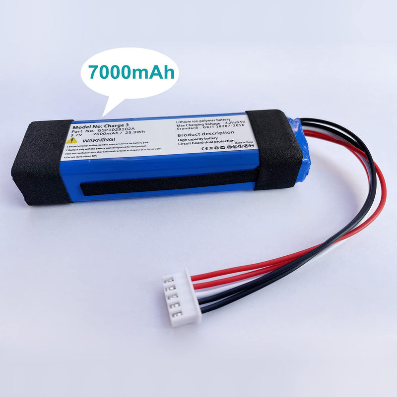7000mAh for JBL Charge 3 Battery GSP1029102A Replacement Charge3 3.7V