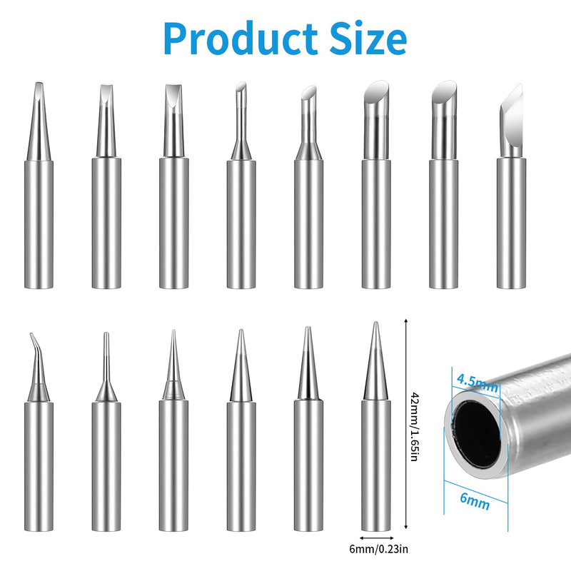 900M Soldering Tips, 14-Piece Soldering Iron Tips Set, Replacement Soldering Tips Set, Welding Tips for Soldering Stations, Compatible with Hakko Yihua Atten More, Soldering Iron Replacement Welding