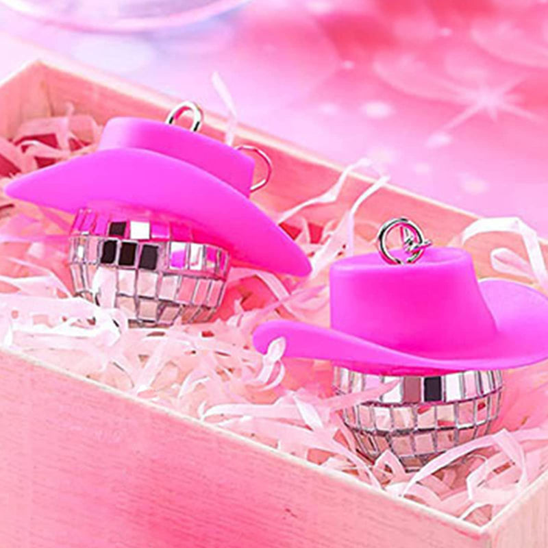 Disco Ball Earrings 70s 80S 90S Disco Outfits for Women Disco Outfits Accessories Tour Party Dress Sparkly Cowgirl Mirrorball Concert Jewelry Gifts B:disco ball earrings-pink