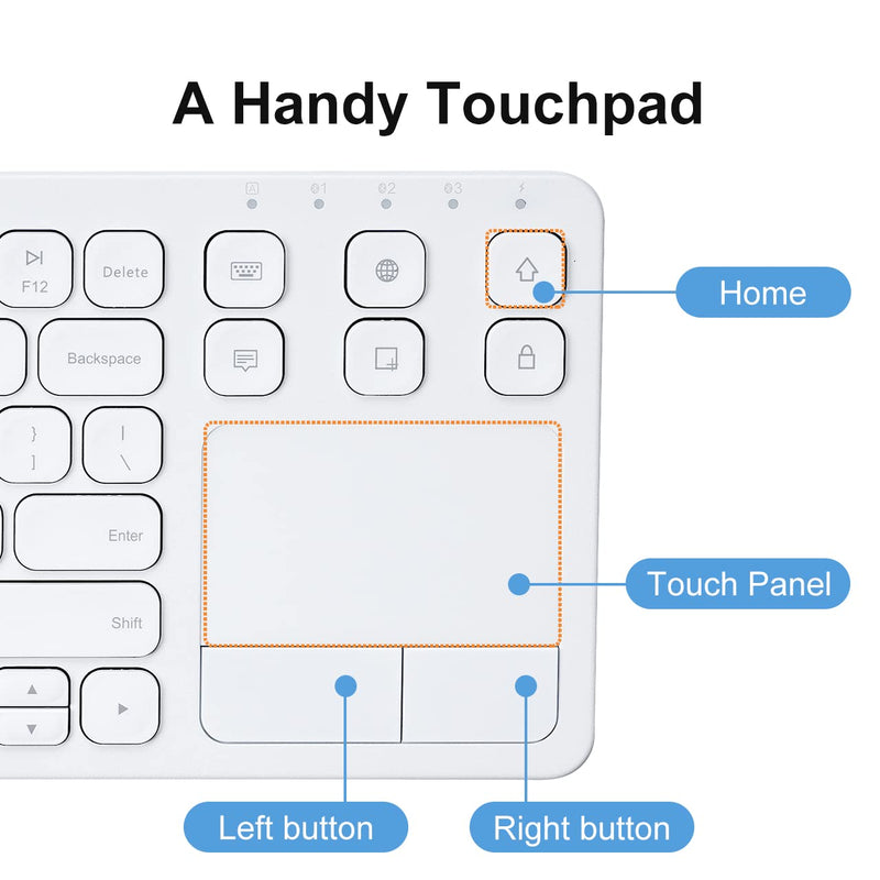 SANWA TB128V Wired Trackball Mouse + GSKB066W Bluetooth Keyboard with Touchpad Set, Silent Click Roller Ball Mice, Multi Device Trackpad Keyboard, Compatible with Mac, Laptop, PC, Windows, macOS