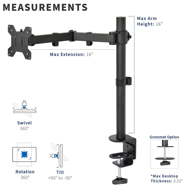 VIVO Quick Attach VESA Adapter Designed for Acer and Viewsonic Monitors Including R240HY bidx, SB220Q, RT240Y, R221Q, RT270, G227HQL, VX2276-smhd, & More w/ Single Monitor Mount for Screens up to 22lb