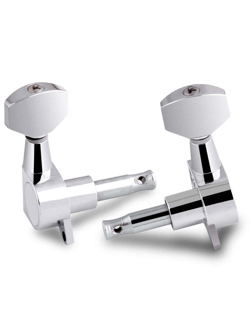 Holmer Sealed String Tuning Pegs Tuning Machines Grover Machine Heads Tuners Tuning Keys 3 Left 3 Right for Acoustic Guitar or Electric Guitar Chrome.