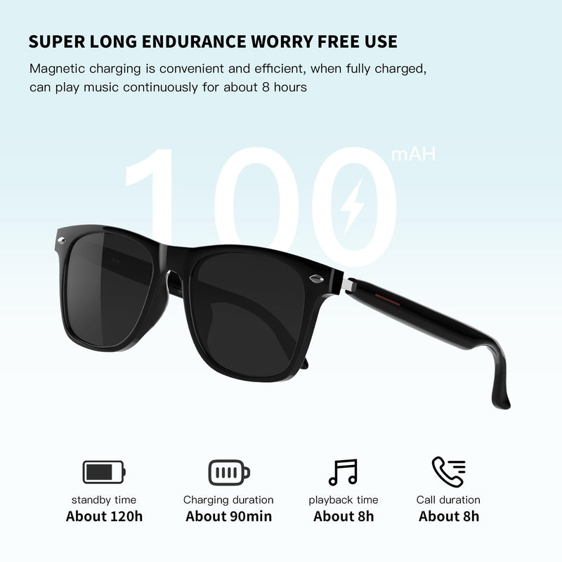 Smart Glasses, Bluetooth Sunglasses, New Upgraded Smart Glasses for Men/Women, Open Ear Speaker, Voice Assistant Compatible, Hands-Free Calls