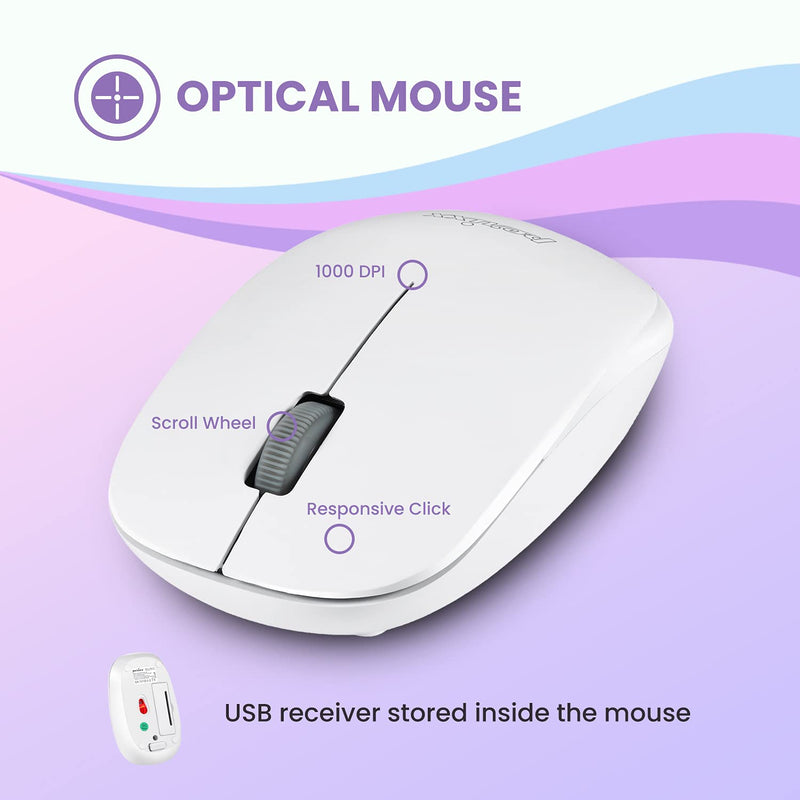 Perixx Periduo-712W Wireless Mini Keyboard and Mouse Set, White, US English Layout,PERIDUO-712