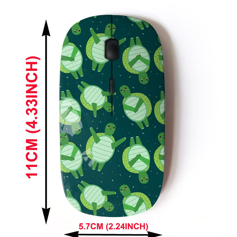 2.4G Wireless Mouse with Cute Pattern Design for All Laptops and Desktops with Nano Receiver - Turtles Backdrop Colorful