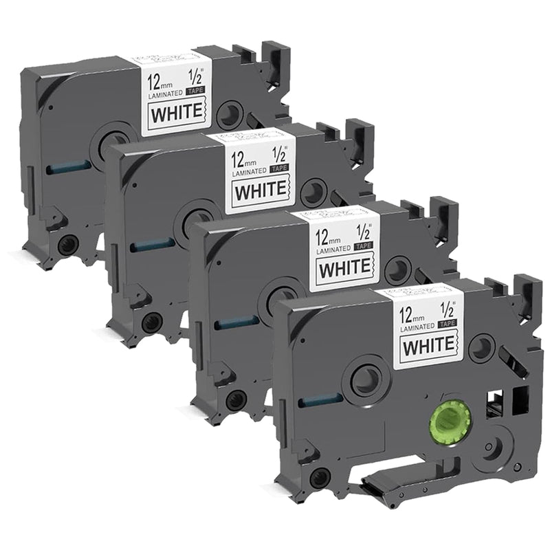 12mm 0.47 Laminated White Label Tape Relpacement for TZe-231 Brother Label Maker Tape, AZe Black on White Label Tape Compatible with Brother P Touch Label Maker PT-D210 PT-H110 PT-D220 PT-D400, 4 Pack