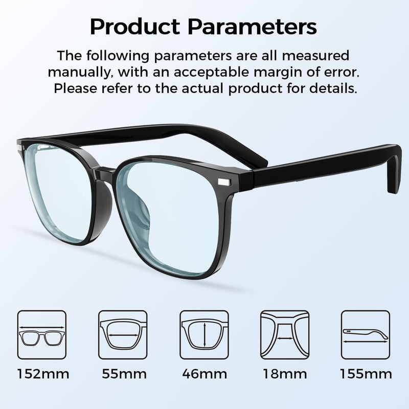 Smart Glasses, Bluetooth Glasses for Men and Women, with Speakers, Voice Assistant, UV Protection, Magnetic Clip-On Polarized & Night Vision Lenses for Indoor/Outdoor Use