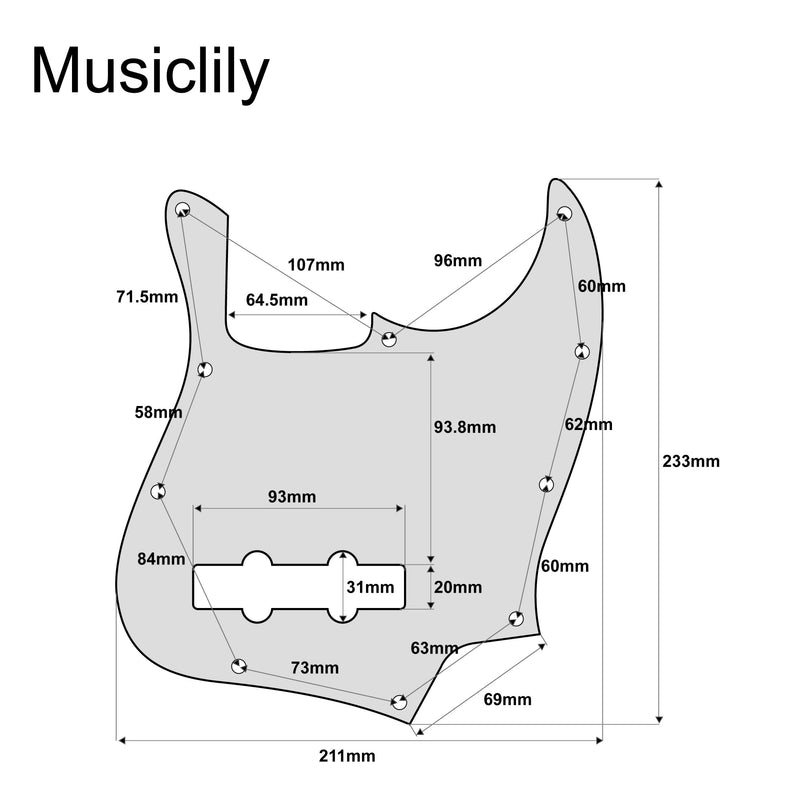 Musiclily Ultra 10 Holes Anodized Aluminum J-Bass Pickguard for American Fender Standard Jazz Bass, Gold