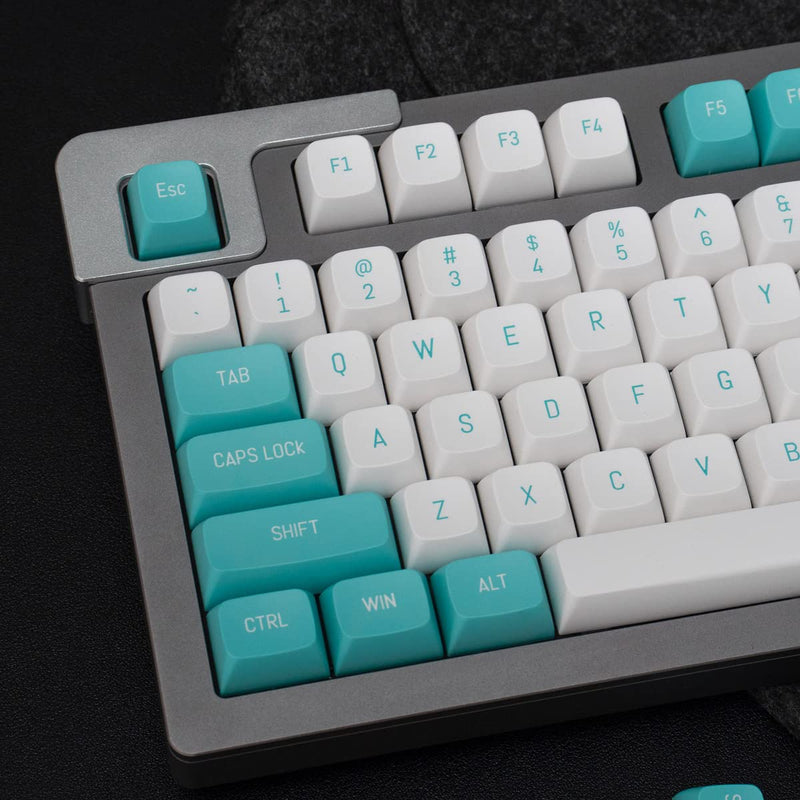 Mintcaps White Green Keycaps 150 Keys Doubleshot MSA Profile Custom Keycaps for 61/64/68/84/87 Mechanical Gaming Keyboard Light Green