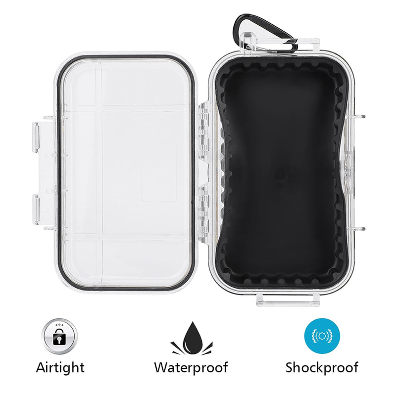 Waterproof Dry Box Protective Case, IP67 Water Resistant Portable Micro Case Watertight Storage Box for Phones, Knives, Wallets, Watches (Transparent, Small) (Pack of 2) Small (Pack of 2) Transparent