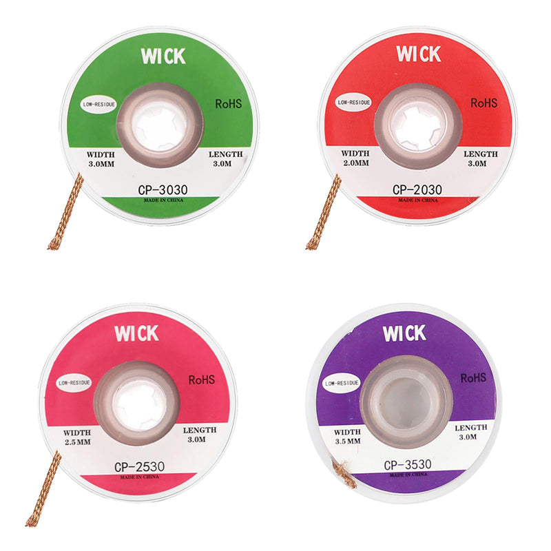 Yuannee Desoldering Wire, 4 Pieces Soldering Braid Copper Desoldering Wire Desoldering Wire with Flux Soldering Strips High Thermal Conductivity Soldering Wire Tin Desoldering Wire for PCB Repairs - 2