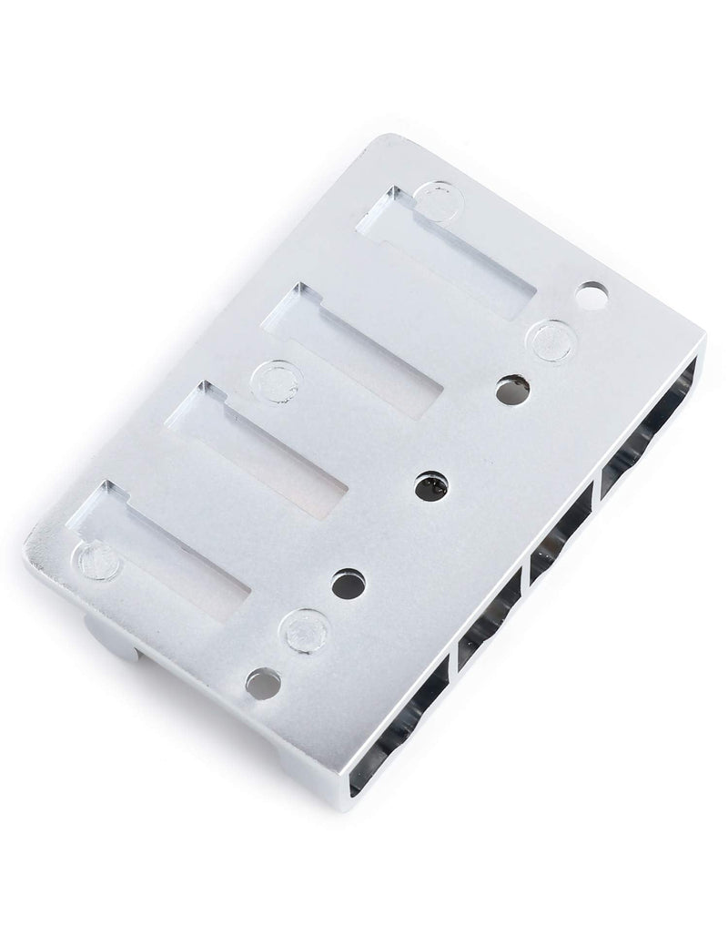 Metallor 4 String Bass Bridge Tailpiece Fixed Saddles for Electric Bass Guitar Jazz Bass or Precision Bass Chrome.