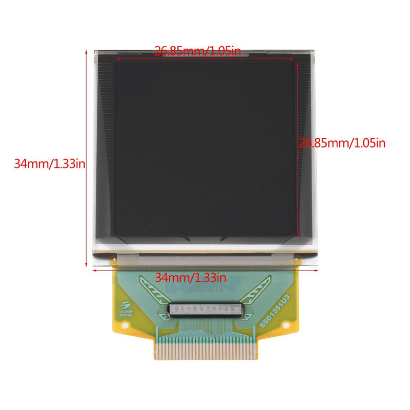 1.5inch OLED Display Module I2C IIC SPI Serial 128*128 Color OLED LCD White Display Module for Arduino, SSD1351 Serial Peripheral OLED Color Display Graphic Module