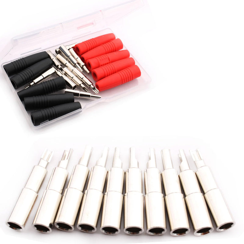 RUNCCI-YUN 10Pcs Insulated Female Banana Plug Solder Banana Plugs socket for Male Banana Plug Cable Connector（Black/Red）