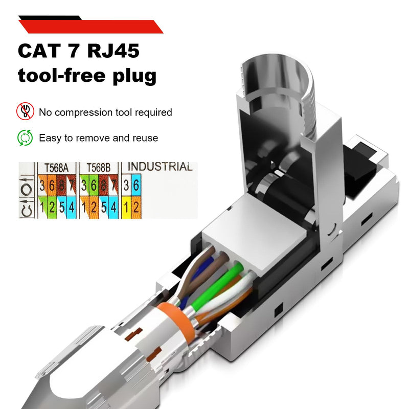 [AUSTRALIA] - RUIZHI Pack of 8 10 Gbps RJ45 CAT7 Network Connectors LAN Connector Cat 7 Tool-free for Patch Cable Installation Cable CAT7 CAT6A 