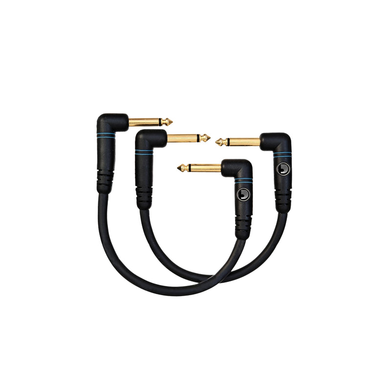 D’Addario Cable, 1/4", Black, 0.5 Feet (2-Pack) (PW-PRA-205) 0.5 Feet (2-Pack) Right Angle