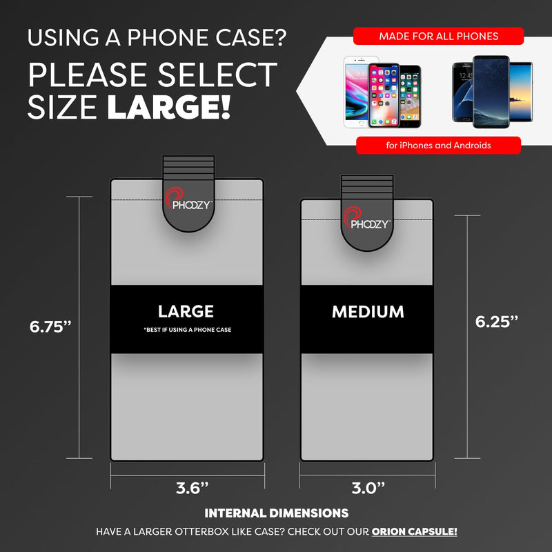 PHOOZY XP3 Thermal Phone Case with Patented Chromium Barrier - Insulated Pouch Extends Battery Life 4X in Hot Weather - Military-Grade Protection for Outdoor Adventures - Large Black Cosmic Black