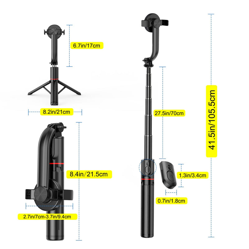 40" Magnetic Selfie Stick Tripod w Wireless Remote Control Phone Mount Magnetic Golf Tripod for Vlog Tiktok Portable Travel Compatible for iPhone All Phones