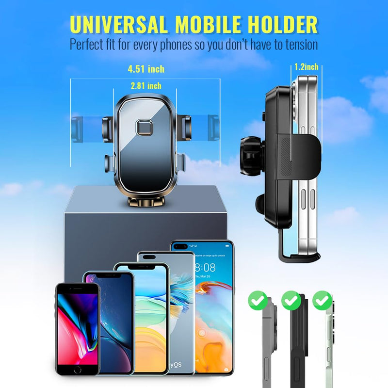 Upgraded 3-in-1 Phone Holders for Your Car, Heavy-Duty Car Phone Mount for Dashboard, Windshield & Vent, Universal Cell Phone Holder for iPhone & Android