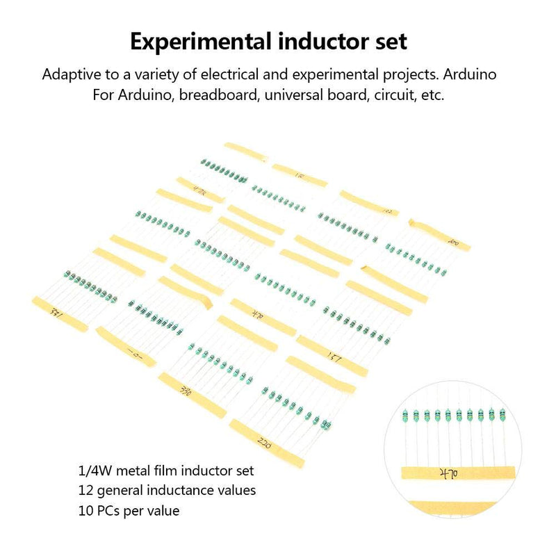 120pcs Inductors 1/4W 1UH - 1MH 12 Inductor Colour Ring Standard Inductor for Electronic Part