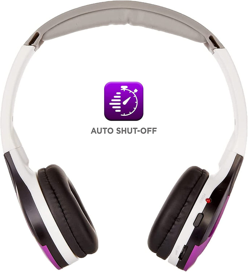 IR630PR Universal IR Wireless Foldable Headphones - Purple Wireless Bluetooth-Enabled Lightweight Portable for iPhone, Car, Kids Wireless Headphones for Universal Car Entertainment System
